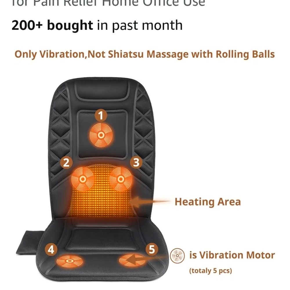 Black Massage Seat Cushion with Remote - Picture 4 of 7